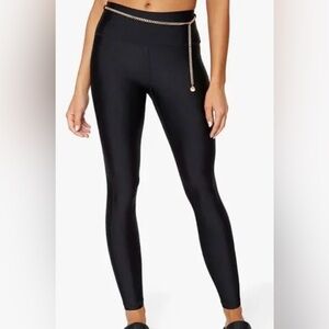 WeWoreWhat Black Work Out Leggings with Gold Chain Medium $98 Retail